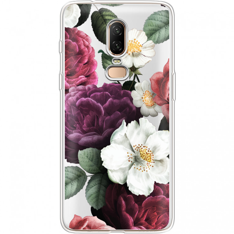 Прозрачный чехол Uprint OnePlus 6 Floral Dark Dreams