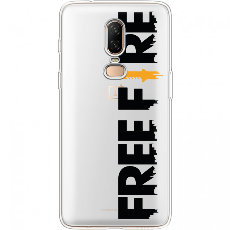 Прозрачный чехол Uprint OnePlus 6 Free Fire Black Logo