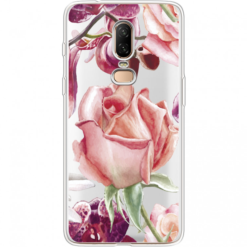 Прозрачный чехол Uprint OnePlus 6 Rose