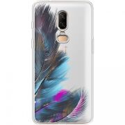 Прозрачный чехол Uprint OnePlus 6 Feathers