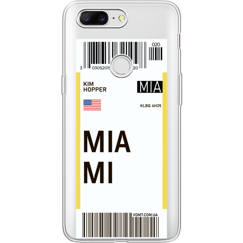 Прозрачный чехол Uprint OnePlus 5t Ticket Miami