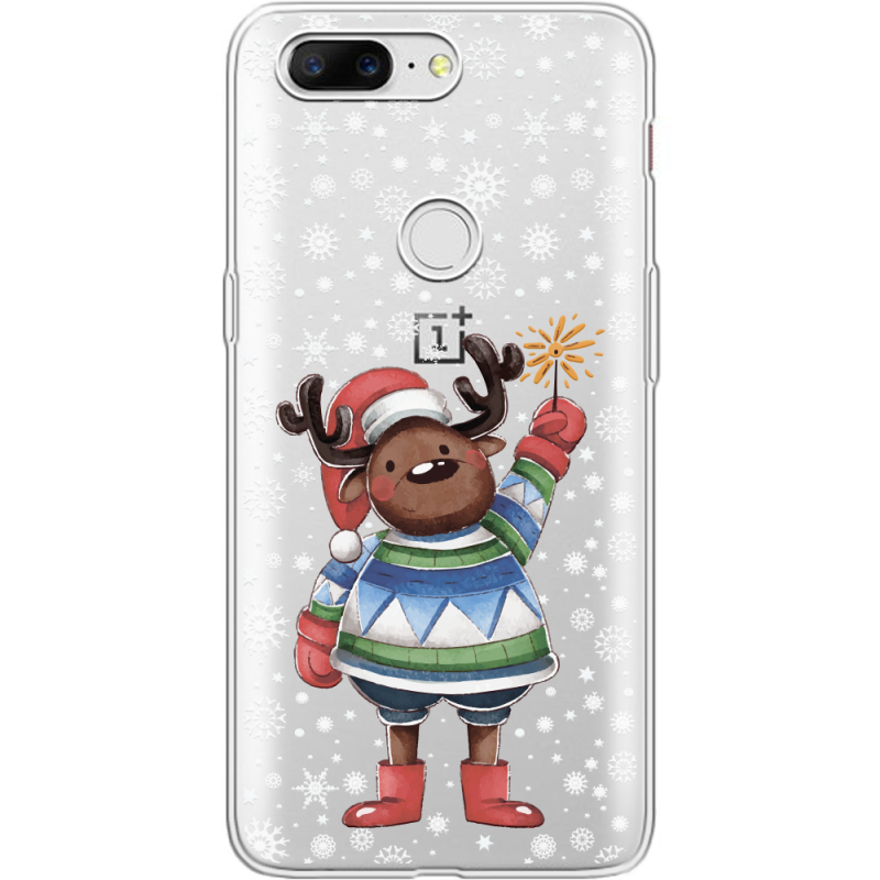Прозрачный чехол Uprint OnePlus 5t Christmas Deer with Snow