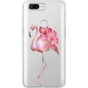 Прозрачный чехол Uprint OnePlus 5t Floral Flamingo