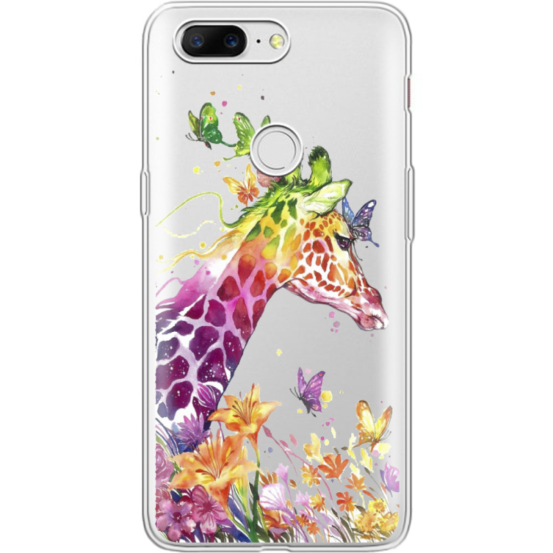 Прозрачный чехол Uprint OnePlus 5t Colorful Giraffe