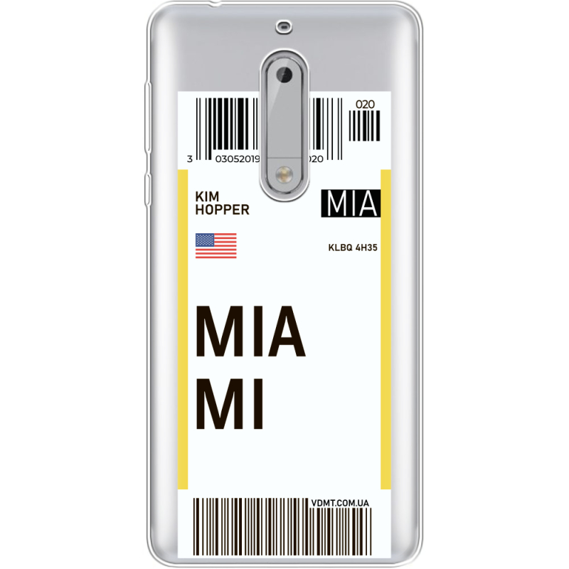 Прозрачный чехол Uprint Nokia 5 Ticket Miami
