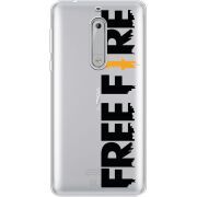 Прозрачный чехол Uprint Nokia 5 Free Fire Black Logo
