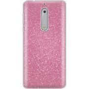 Чехол с блёстками Nokia 5 Розовый