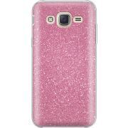 Чехол с блёстками Samsung J500H Galaxy J5 Розовый