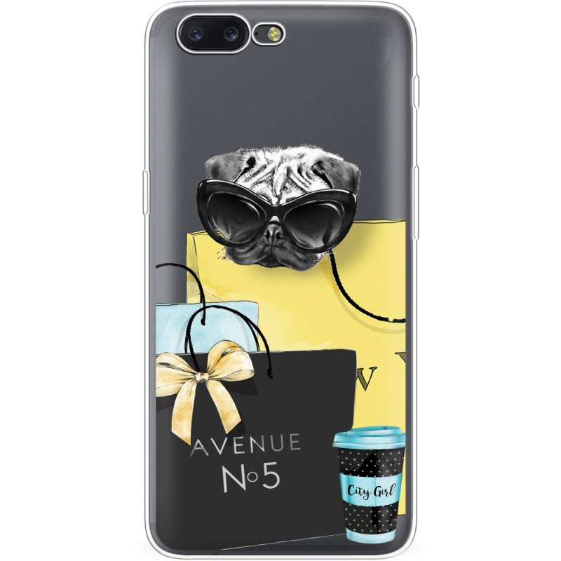 Прозрачный чехол Uprint OnePlus 5 Fashion Pug