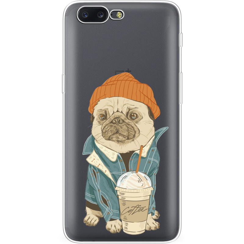 Прозрачный чехол Uprint OnePlus 5 Dog Coffeeman