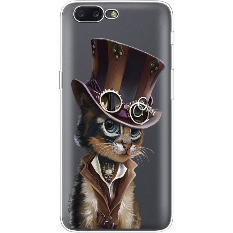 Прозрачный чехол Uprint OnePlus 5 Steampunk Cat