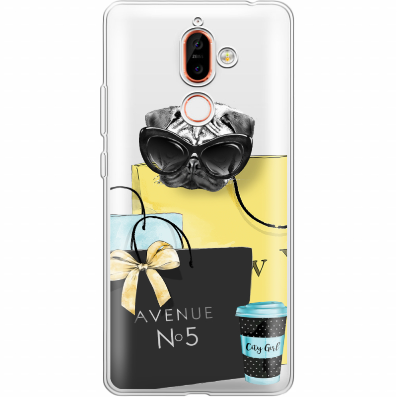 Прозрачный чехол Uprint Nokia 7 Plus Fashion Pug