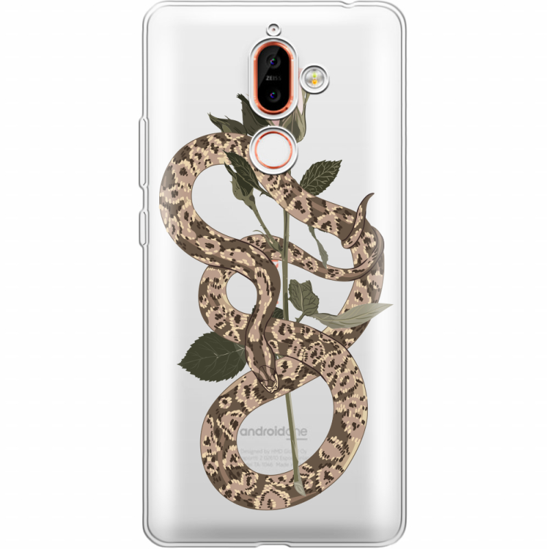 Прозрачный чехол Uprint Nokia 7 Plus Glamor Snake