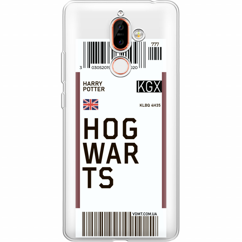 Прозрачный чехол Uprint Nokia 7 Plus Ticket Hogwarts