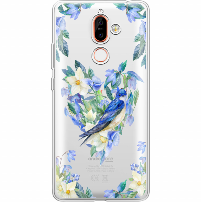 Прозрачный чехол Uprint Nokia 7 Plus Spring Bird