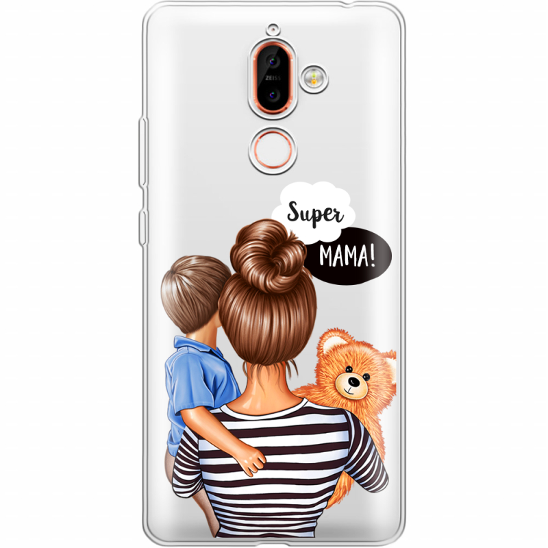 Прозрачный чехол Uprint Nokia 7 Plus Super Mama and Son