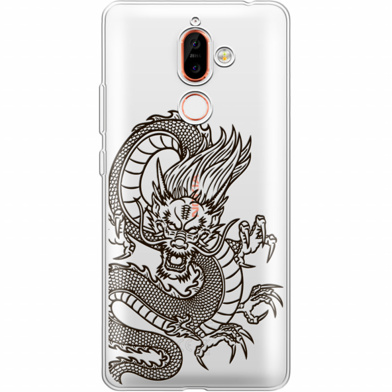 Прозрачный чехол Uprint Nokia 7 Plus Chinese Dragon