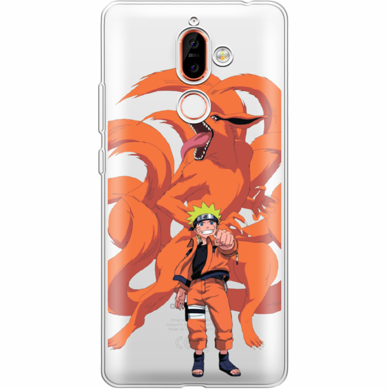 Прозрачный чехол Uprint Nokia 7 Plus Naruto and Kurama