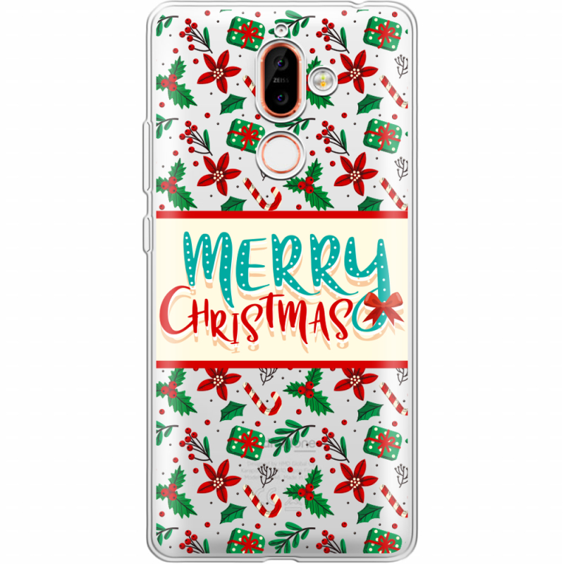 Прозрачный чехол Uprint Nokia 7 Plus Vintage Christmas Pattern