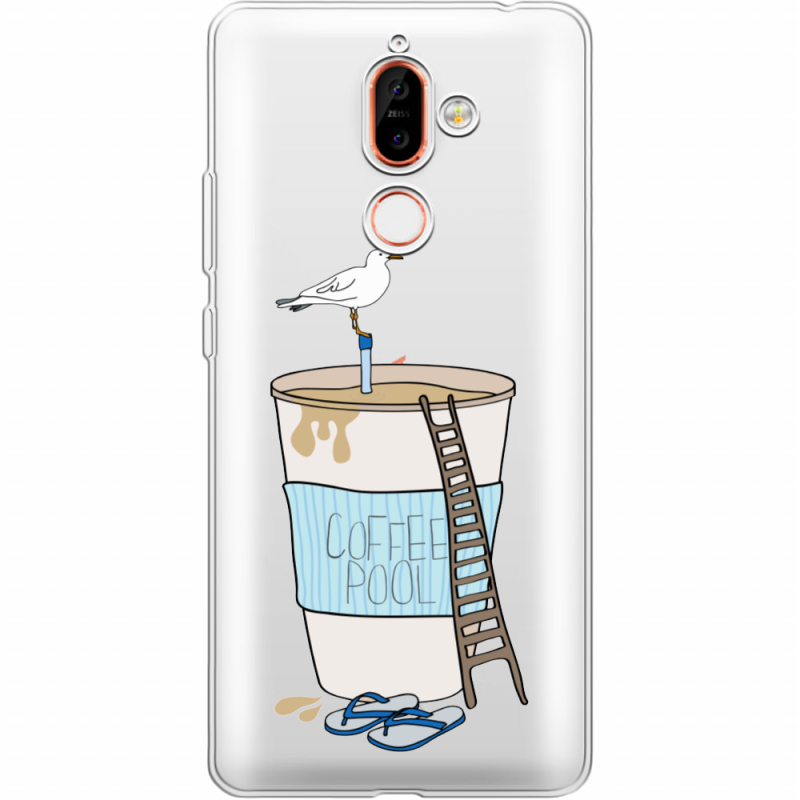 Прозрачный чехол Uprint Nokia 7 Plus Segull in Cofee Pool