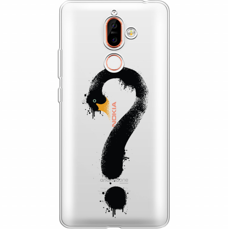Прозрачный чехол Uprint Nokia 7 Plus Swan question
