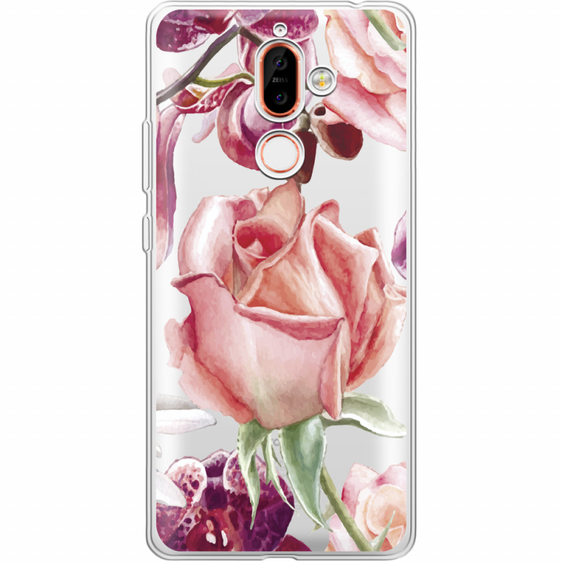 Прозрачный чехол Uprint Nokia 7 Plus Rose