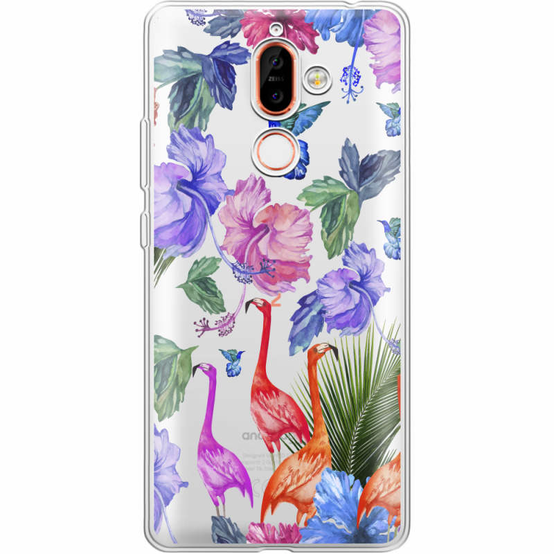 Прозрачный чехол Uprint Nokia 7 Plus Flamingo