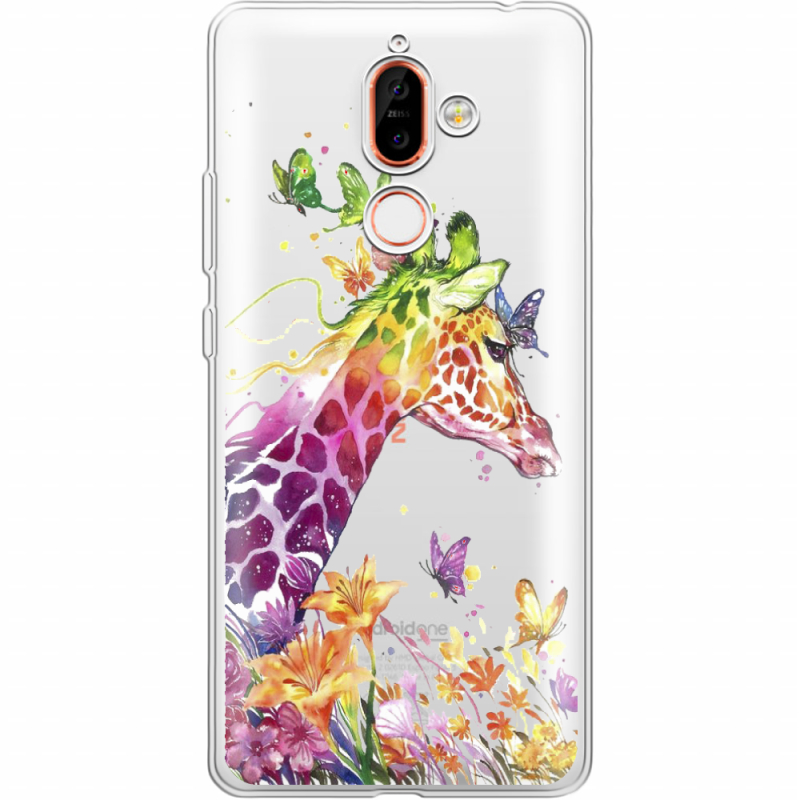Прозрачный чехол Uprint Nokia 7 Plus Colorful Giraffe