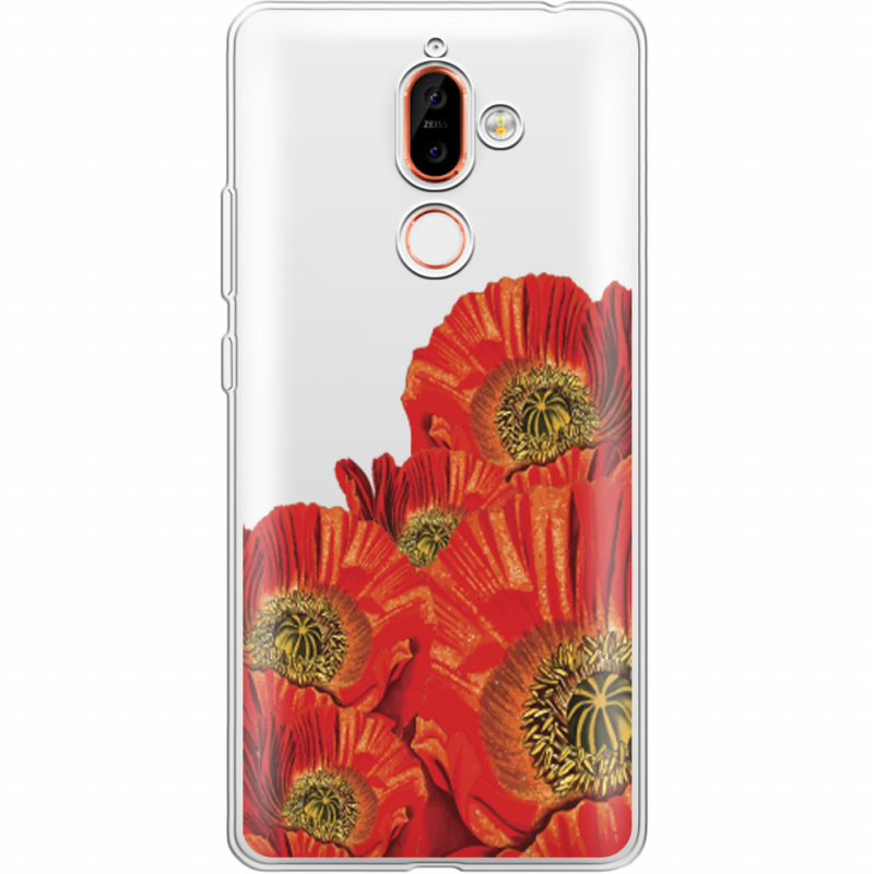 Прозрачный чехол Uprint Nokia 7 Plus Red Poppies