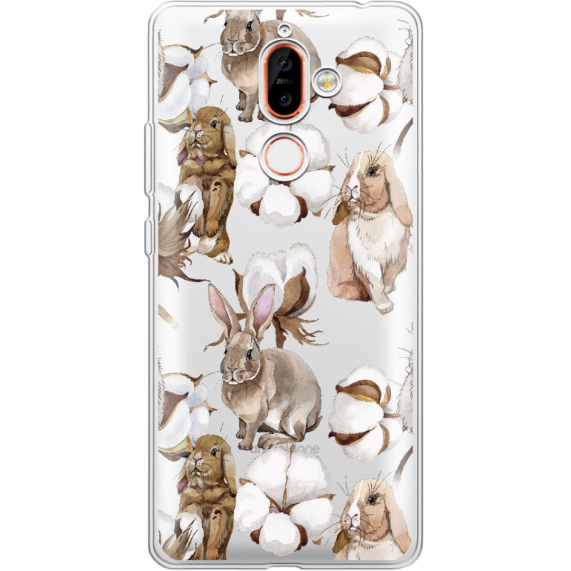 Прозрачный чехол Uprint Nokia 7 Plus Cotton and Rabbits