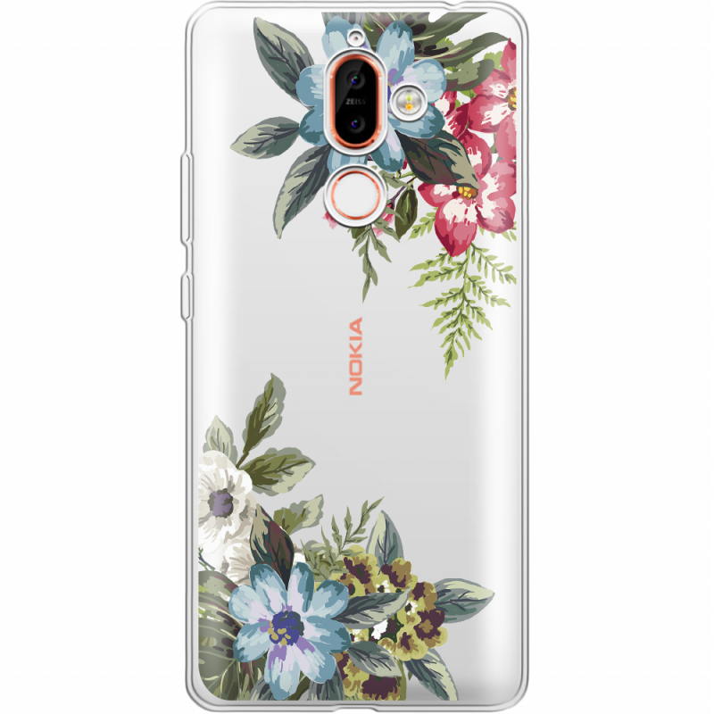 Прозрачный чехол Uprint Nokia 7 Plus Floral