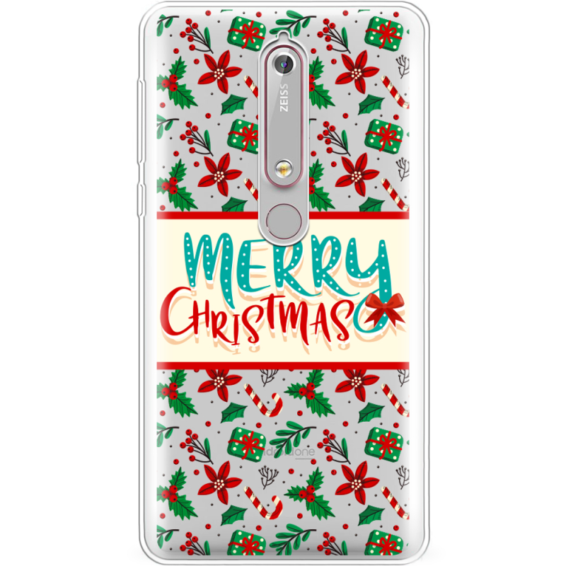 Прозрачный чехол Uprint Nokia 6 2018 Vintage Christmas Pattern