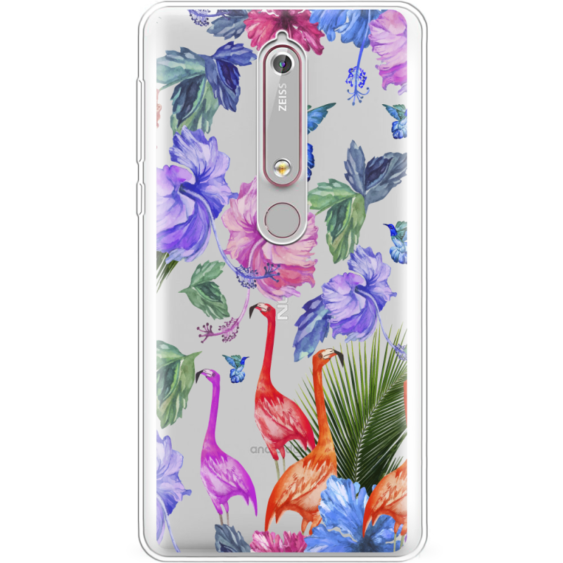 Прозрачный чехол Uprint Nokia 6 2018 Flamingo