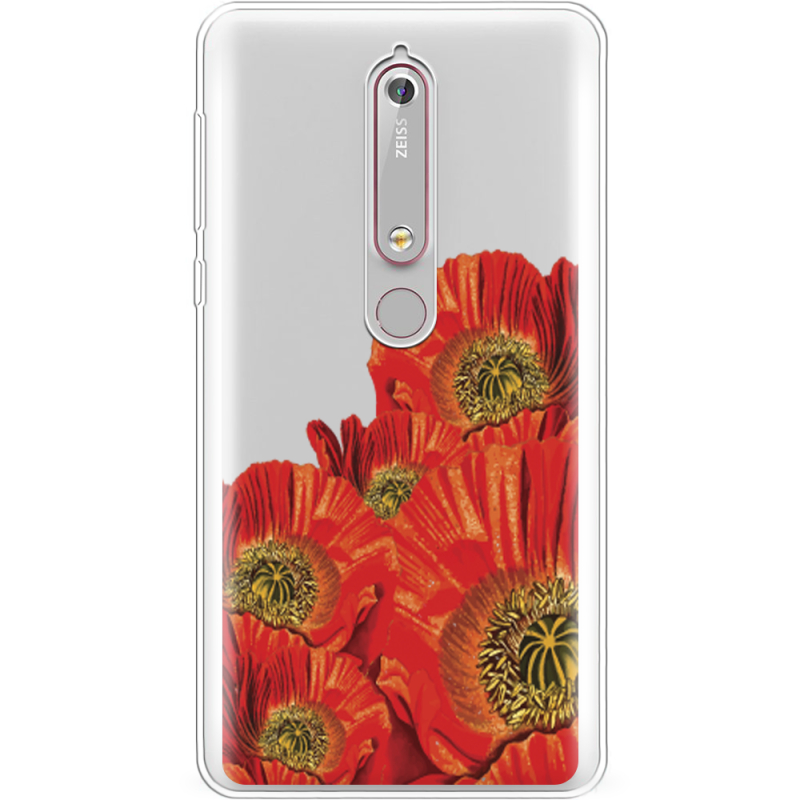 Прозрачный чехол Uprint Nokia 6 2018 Red Poppies