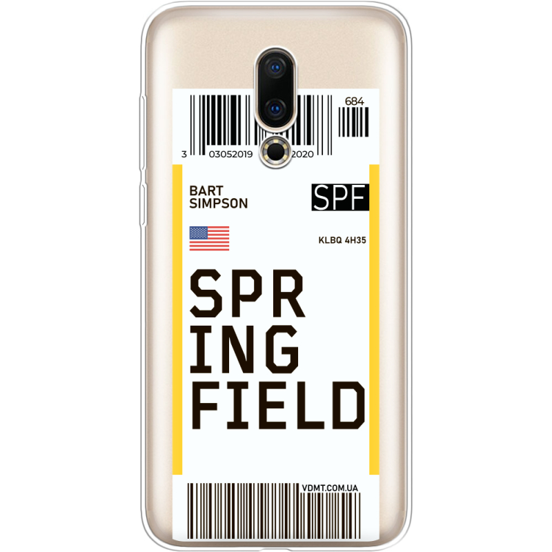 Прозрачный чехол Uprint Meizu 16X Ticket Springfield