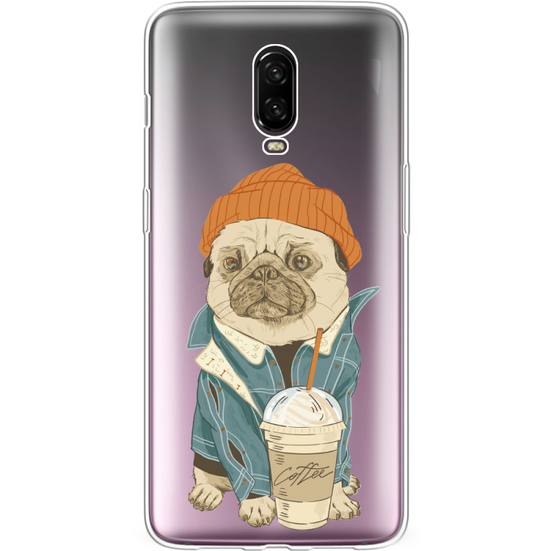 Прозрачный чехол Uprint OnePlus 6T Dog Coffeeman