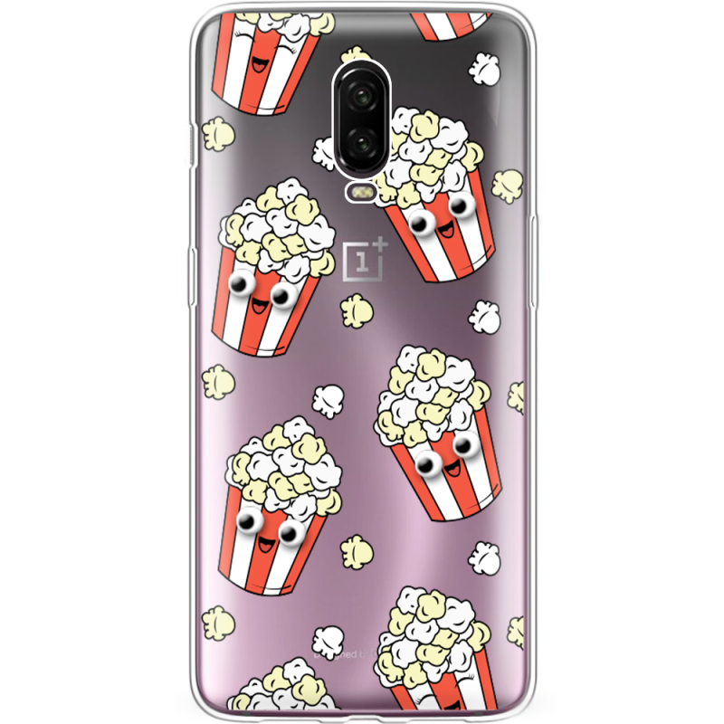 Прозрачный чехол Uprint OnePlus 6T с 3D-глазками Popcorn