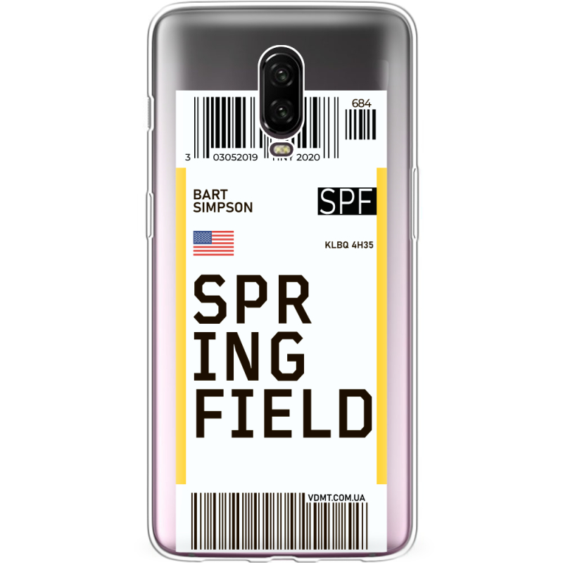 Прозрачный чехол Uprint OnePlus 6T Ticket Springfield
