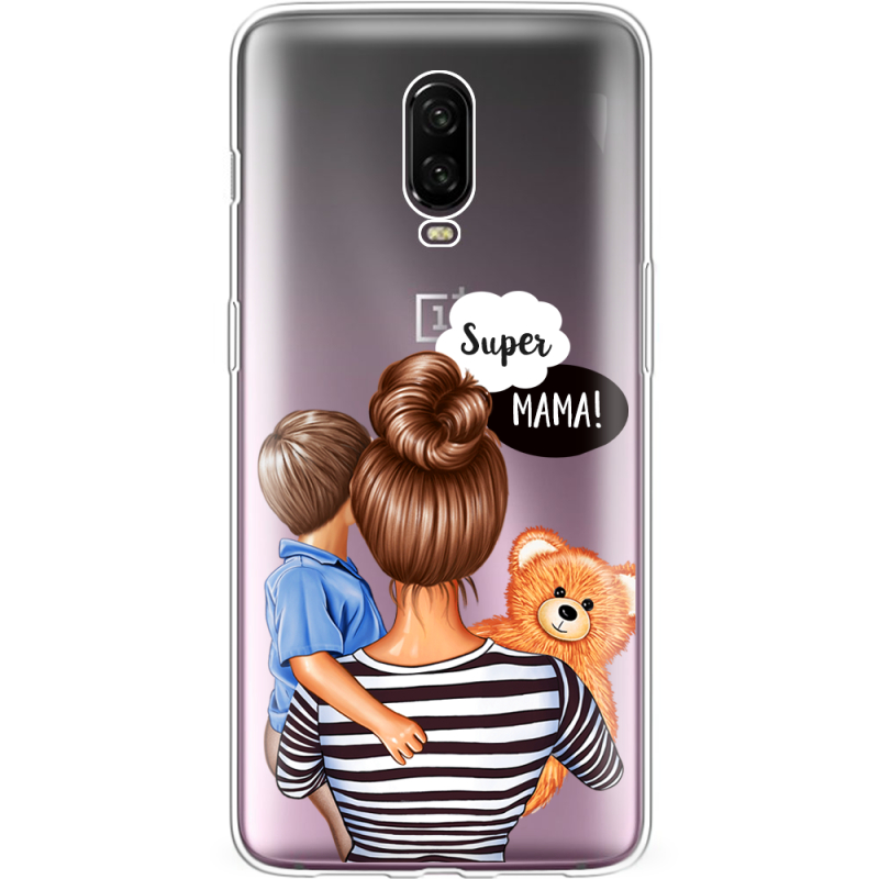 Прозрачный чехол Uprint OnePlus 6T Super Mama and Son