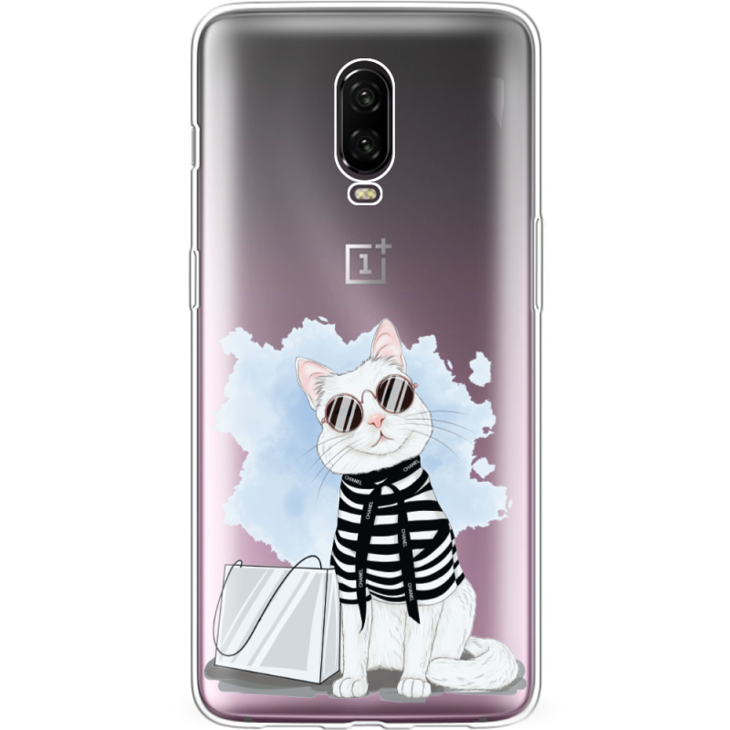 Прозрачный чехол Uprint OnePlus 6T Cat Style