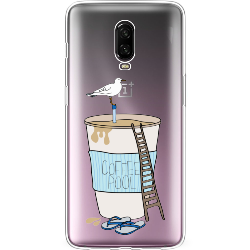 Прозрачный чехол Uprint OnePlus 6T Segull in Cofee Pool