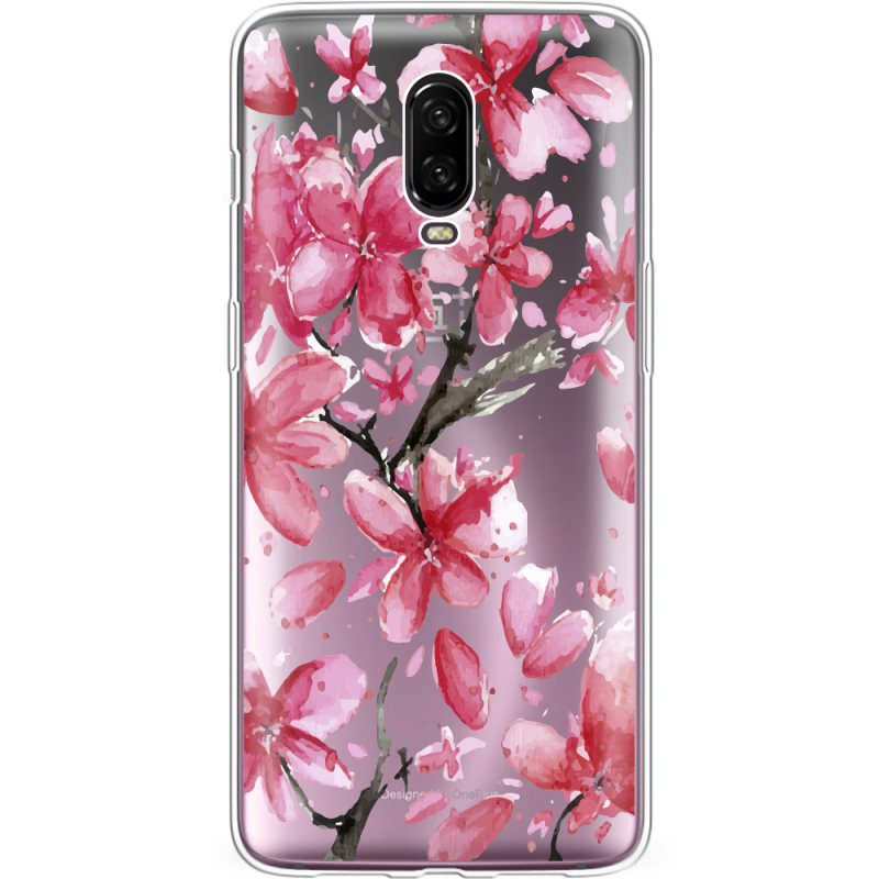 Прозрачный чехол Uprint OnePlus 6T Pink Magnolia