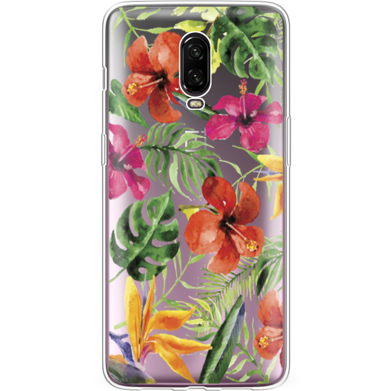 Прозрачный чехол Uprint OnePlus 6T Tropical Flowers