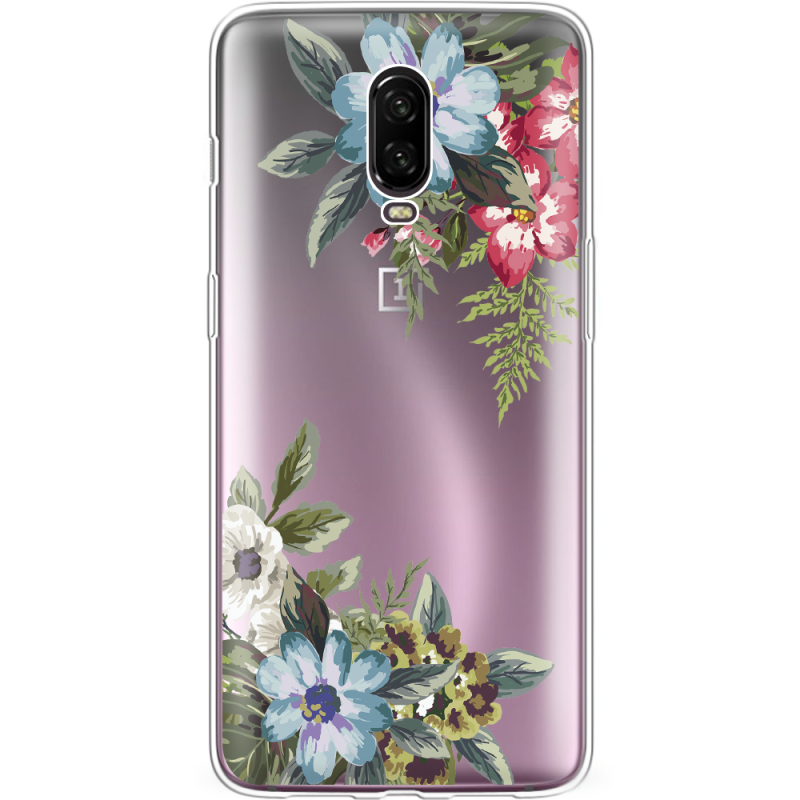 Прозрачный чехол Uprint OnePlus 6T Floral