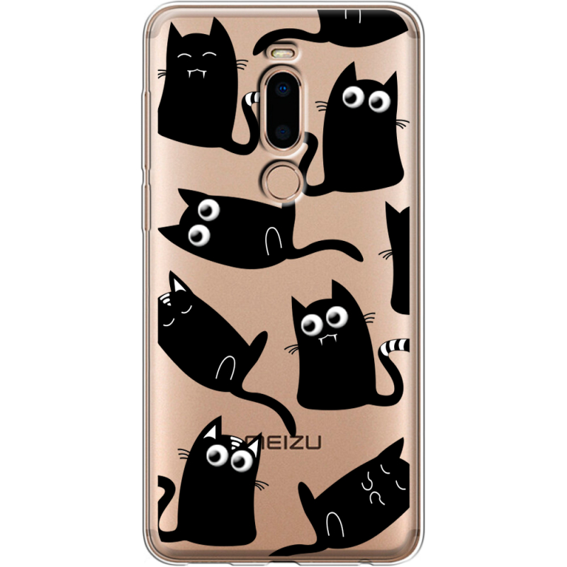 Прозрачный чехол Uprint Meizu M8 с 3D-глазками Black Kitty