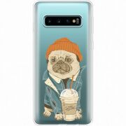 Прозрачный чехол Uprint Samsung G973 Galaxy S10 Dog Coffeeman