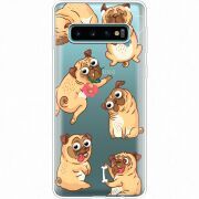 Прозрачный чехол Uprint Samsung G973 Galaxy S10 с 3D-глазками Pug