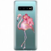 Прозрачный чехол Uprint Samsung G973 Galaxy S10 Floral Flamingo