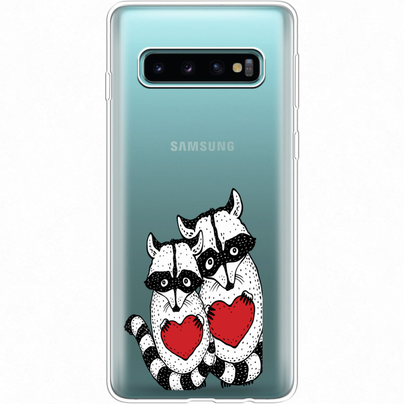 Прозрачный чехол Uprint Samsung G973 Galaxy S10 Raccoons in love
