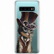 Прозрачный чехол Uprint Samsung G973 Galaxy S10 Steampunk Cat